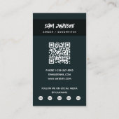 Zanger Muzikant Foto Zwart & Wit Grunge Muziek Visitekaartje (Achterkant)