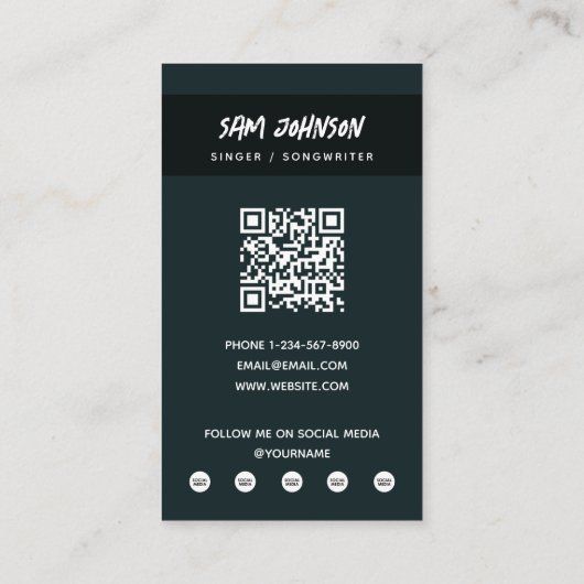 Zanger Muzikant Foto Zwart & Wit Grunge Muziek Visitekaartje (Achterkant)