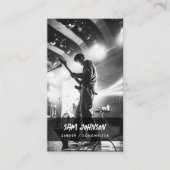 Zanger Muzikant Foto Zwart & Wit Grunge Muziek Visitekaartje (Voorkant)