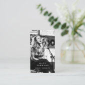 Zanger Muzikant Foto Zwart & Wit Modern Visitekaartje (Staand voorkant)