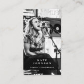 Zanger Muzikant Foto Zwart & Wit Modern Visitekaartje (Voorkant)