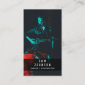 Zanger Muzikant Foto Zwart & Wit Moderne Muziek Visitekaartje (Voorkant)