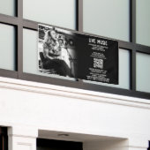 Zanger Muzikant Foto Zwart & Wit Promotie Spandoek (Buitenkant Gebouw)