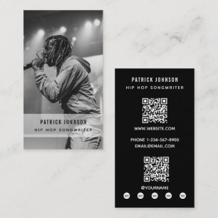 Zanger Muzikant Songwriter Foto Hip Hop 2 QR Code Visitekaartje