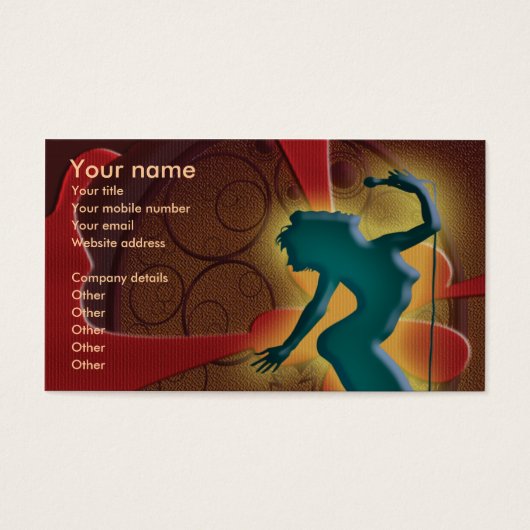 Zanger optredende nachtclub spotlight visitekaartje (Voorkant)