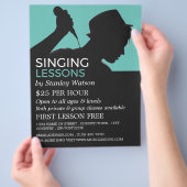 Zanger Silhouette, Zanglessen Reclame Flyer (Hand)