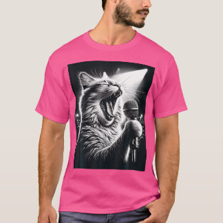 Zanger van de band Funny Cat Singing T-shirt