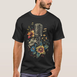 Zanger Vintage Microfoon Karaoke Vocalist Muziek M T-shirt