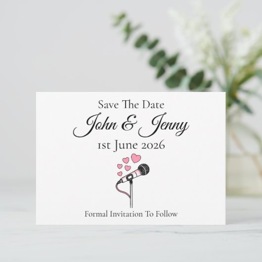 Zanger Vocalist Muzikant Wedding Save The Date (Staand voorkant)