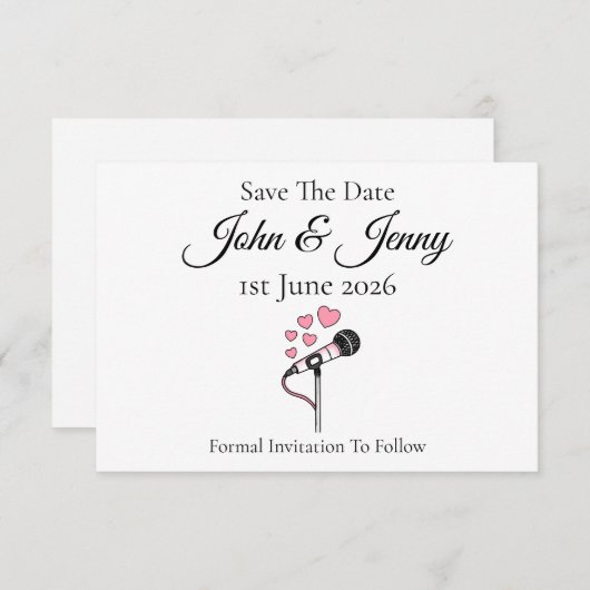 Zanger Vocalist Muzikant Wedding Save The Date (Voorkant / Achterkant)