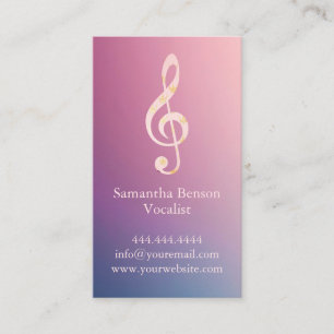 Zanger Zanger Muzieksleutel Logo Roze Goud Muziek Visitekaartje