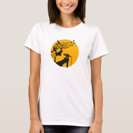 Zangeres Silhouet met vogels T-shirt