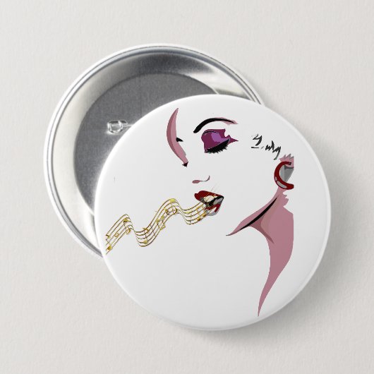 zangeres voor vreugde ronde button 7,6 cm (Voorkant /achterkant)