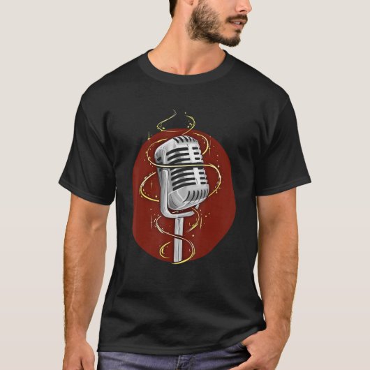  zangermuzikant Retromicrofoon T-shirt (Voorkant)
