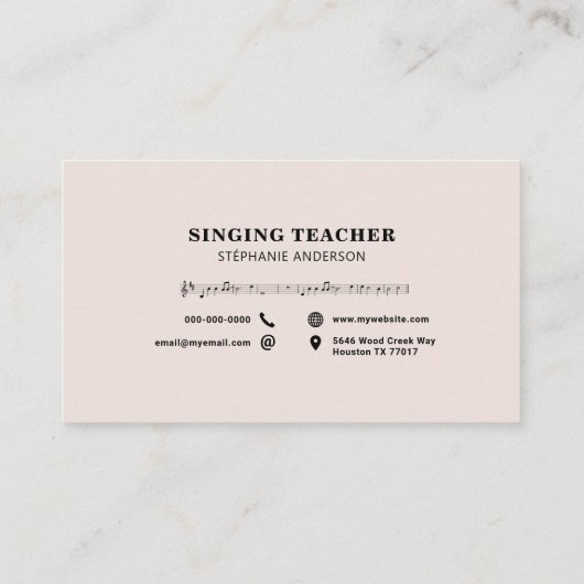 Zangleraar - Muziekblad Visitekaartje (Achterkant)