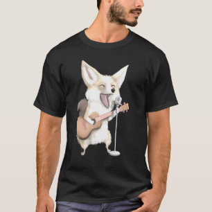 Zangspeler op gitaar van de Fennek Vos Muzikant Mu T-shirt