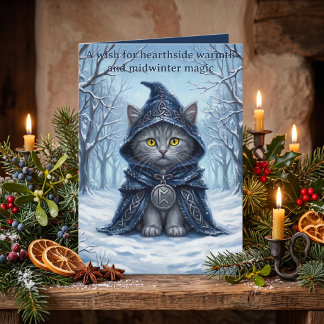Zangster Zonnewende Winter Keltische Kat Yule Mari Kaart