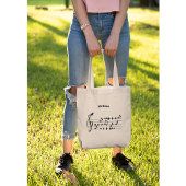 Zangvogel die als muzieknoten fungeert, aanpasbaar tote bag