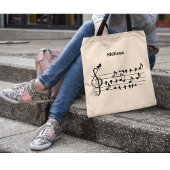 Zangvogel die als muzieknoten fungeert, aanpasbaar tote bag