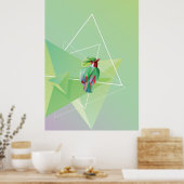 Zangvogel in abstract groen poster (Keuken)