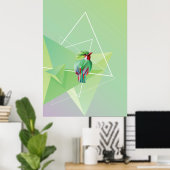 Zangvogel in abstract groen poster (Thuiskantoor)