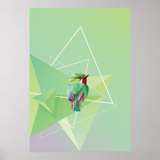 Zangvogel in abstract groen poster (Voorkant)