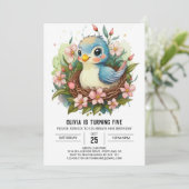 Zangvogel Kinderen Vogel Verjaardag Kaart (Staand voorkant)