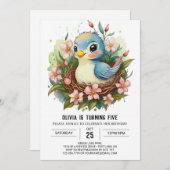 Zangvogel Kinderen Vogel Verjaardag Kaart (Voorkant / Achterkant)