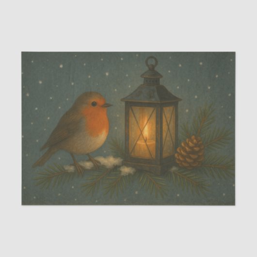 Zangvogel met warm lantaarntissuepapier tissuepapier (Voorkant)