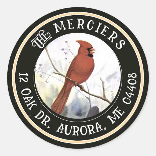 Zangvogel Metallic Goud Zwart Retouradres Ronde Sticker (Voorkant)
