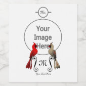 Zangvogel Noordelijke Kardinaal Wijn Etiket (Enkel label)