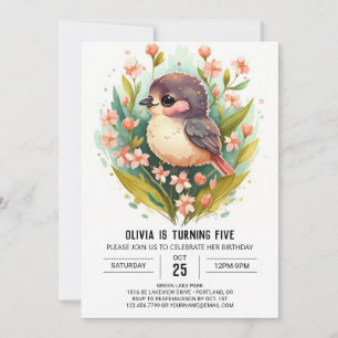 Zangvogel roze vogel verjaardag kaart
