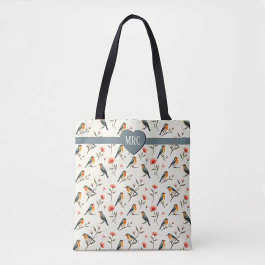 Zangvogels en Bloemen Tote Bag (Voorkant)