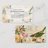 zangvogels en gouden en wazige roze rozen visitekaartje (Voorkant / Achterkant)