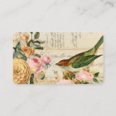zangvogels en gouden en wazige roze rozen visitekaartje (Achterkant)