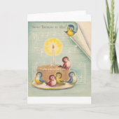  zangvogels en taart verjaardag Kaart (Voorkant)