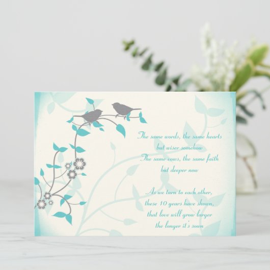 Zangvogels huwelijksjubileum hernieuwen van hun ge kaart (Staand voorkant)