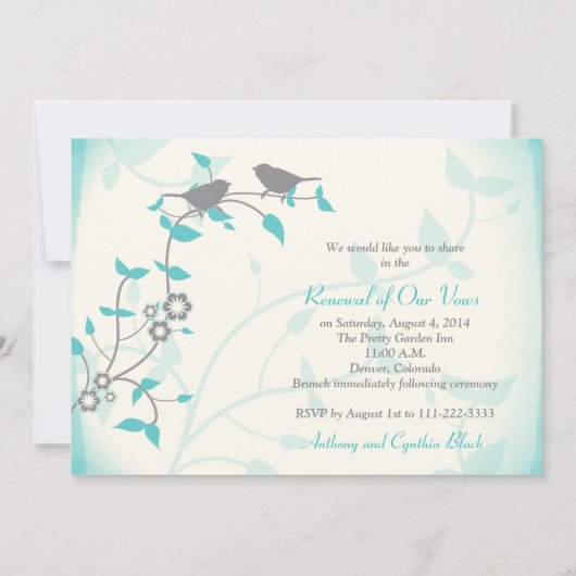 Zangvogels huwelijksjubileum hernieuwen van hun ge kaart (Achterkant)