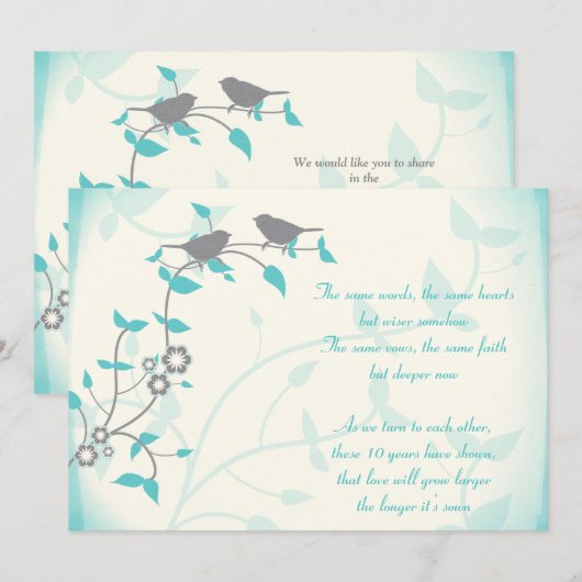 Zangvogels huwelijksjubileum hernieuwen van hun ge kaart (Voorkant / Achterkant)