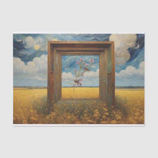 Zangvogels op roze bloemen tak decoupage tissuepapier (Voorkant)