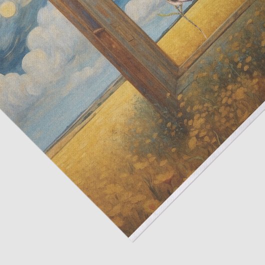 Zangvogels op roze bloemen tak decoupage tissuepapier (Detail)