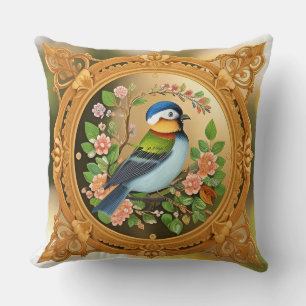 🌿 Zangvogels Worpkussen Bloemrijke Tak Thuis Acce Kussen