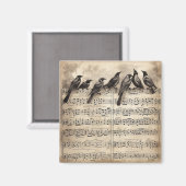 zangvogels zitten op een muziekverzameling magneet (Voorkant / Achterkant)