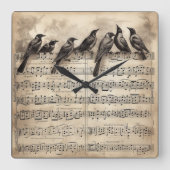 zangvogels zitten op een muziekverzameling vierkante klok (Voorkant)