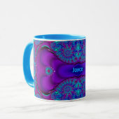 ~ Zany 3D ~ Blue, Green and Paars Mok JOYCE (Voorkant links)