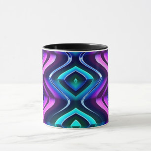 ~ Zany 3D Fractal ~ Paarse Aqua Zwart ~ Mok