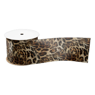 Zany and Spiffy Leopard Spots Leather Grain Kijk Satijnen Lint
