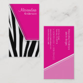 Zany Hip Zebra Print Visitekaartjes (fuschia) (Voorkant / Achterkant)