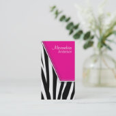 Zany Hip Zebra Print Visitekaartjes (fuschia) (Staand voorkant)