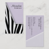 Zany Hip Zebra Print Visitekaartjes (lila) (Voorkant / Achterkant)